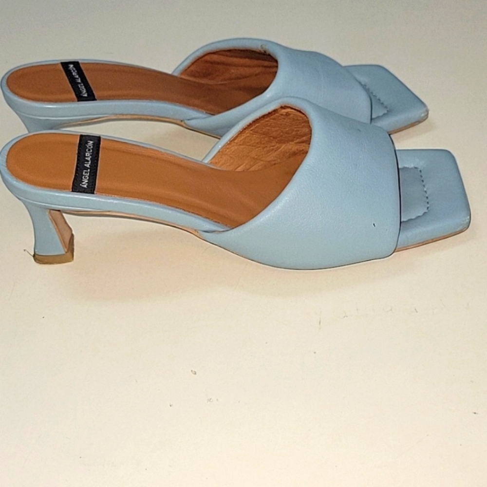ANGEL ALARCON Pale Light Blue Slides/mules Size 39